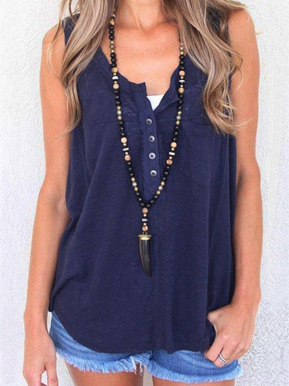 Casual V-Neck Sleeveless Top