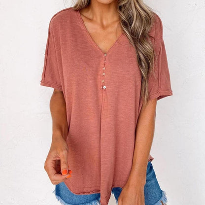 Pink Basic Plain Short Sleeve Top
