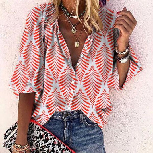 Modern Styling Print 3/4 Sleeve Top
