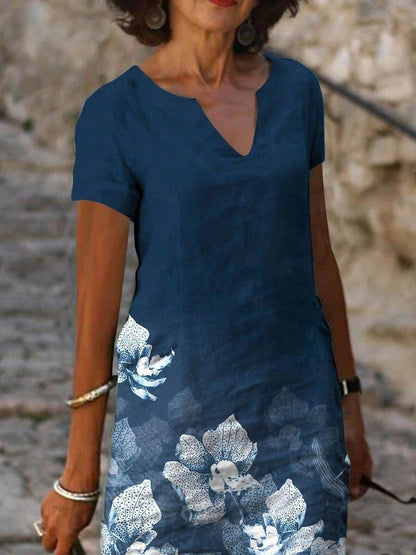 Modern Print Short Sleeve Mini Dress