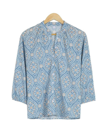 Retro Print 3/4 Sleeve Shirt