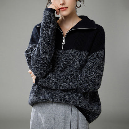 Thick Lapel Cashmere Knit Sweater