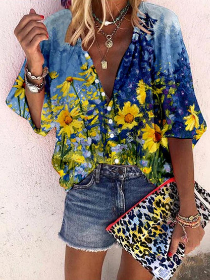 Attractive Print Button Front Closure Shirt