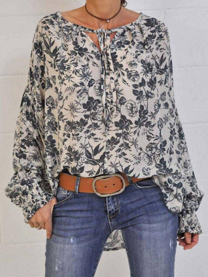 Ladylike Floral Print Long Sleeve Blouse