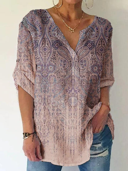Chic Print Short Sleeve Top
