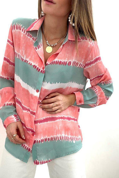 Chic Color Block Long Sleeve Shirt