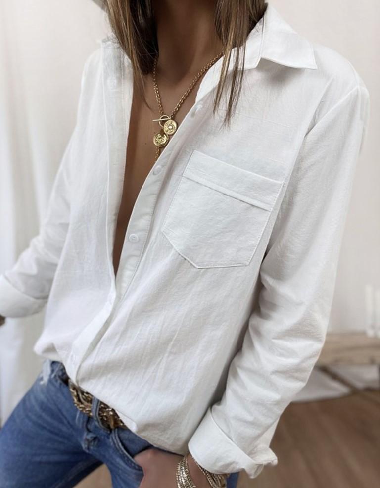 Basic Plain White Long Sleeve Shirt