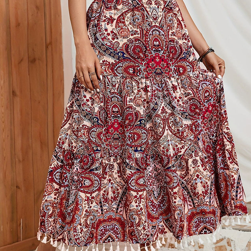 Bohemian High Waist Beach Midi Dress