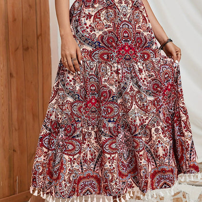 Bohemian High Waist Beach Midi Dress