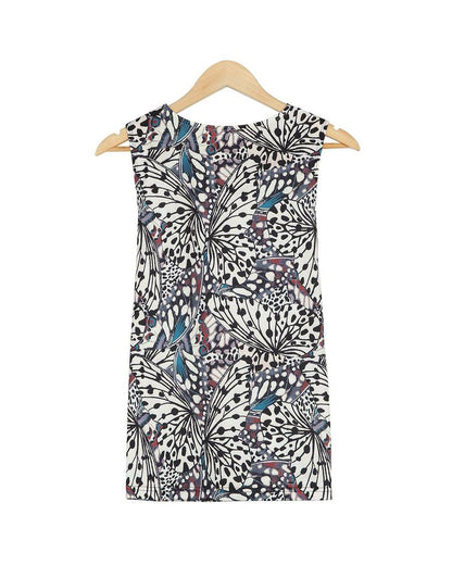 Retro V-Neck Print Sleeveless Top