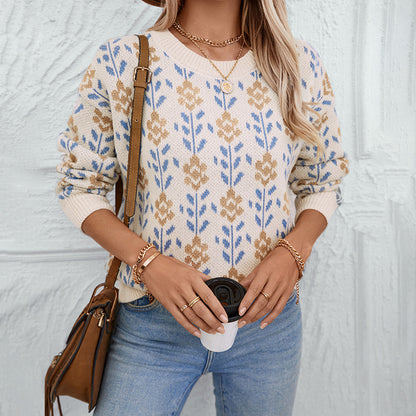 Casual Crew Neck Long Sleeve Sweater