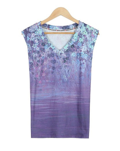 Stunning V-Neck Sleeveless Printed Top