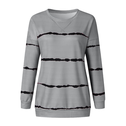 Simple Round Neck Striped Tee