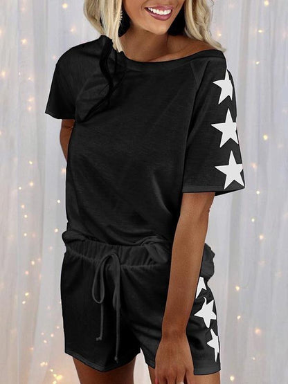 Modern Print Short Sleeve Two Piece Set