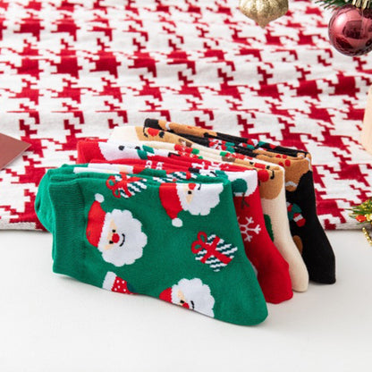 Santa Claus Elk Snowman Middle Socks