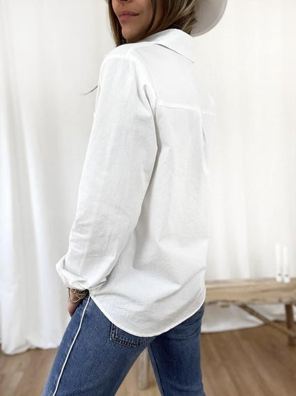 Basic Plain White Long Sleeve Shirt