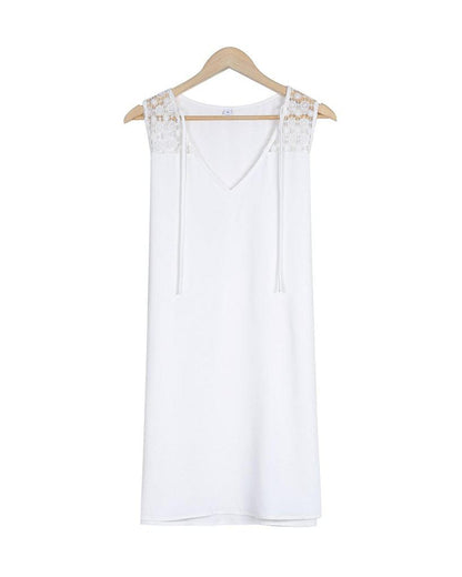 Classy White Plain Sleeveless Mini Dress