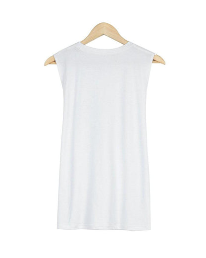 Simple Round Neck Print Sleeveless Top