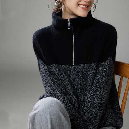 Thick Lapel Cashmere Knit Sweater
