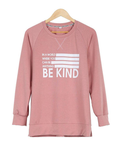 Sweet Pink Crew Neck Long Sleeve Sweatshirt
