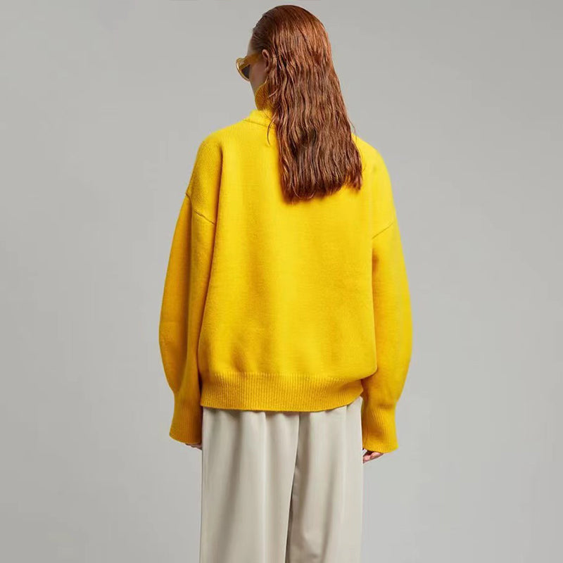 Turtleneck Ribbed Knit Sweater