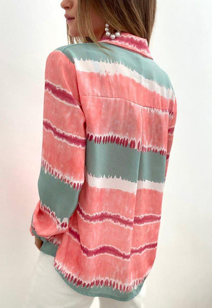 Chic Color Block Long Sleeve Shirt
