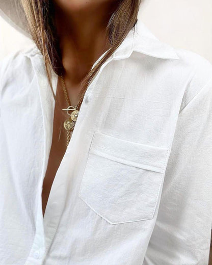 Basic Plain White Long Sleeve Shirt