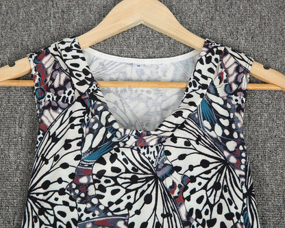 Retro V-Neck Print Sleeveless Top