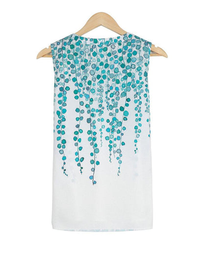 Casual V-Neck Print Sleeveless Top