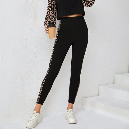 Leopard Print Long Sleeve Trousers Suit