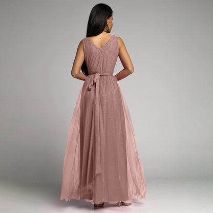 Split Thigh V Neck Wedding Guest Party Maxi Dress