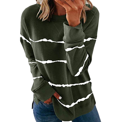 Simple Round Neck Striped Tee