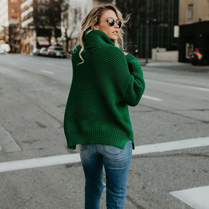 Women's Knitwear Thick Line Long Sleeve Turtleneck Pullover Sweater