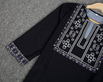 Black Modern Print 3/4 Sleeve Top