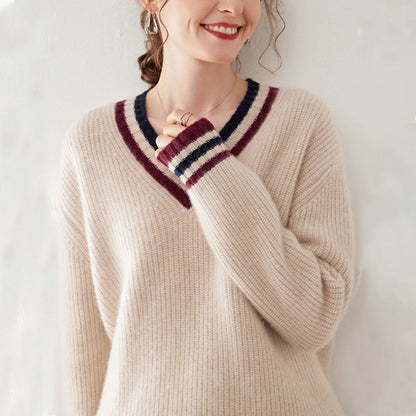 V-Neck Long-Sleeved Cashmere Sweater