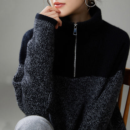 Thick Lapel Cashmere Knit Sweater