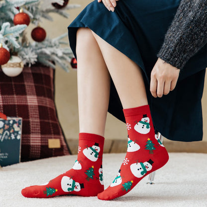 Santa Claus Elk Snowman Middle Socks