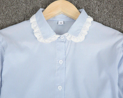 Ladylike Lace Cuff Short Sleeve Shirt