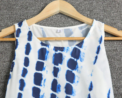 Fresh Spot Print Round Neck Sleeveless Maxi Dress