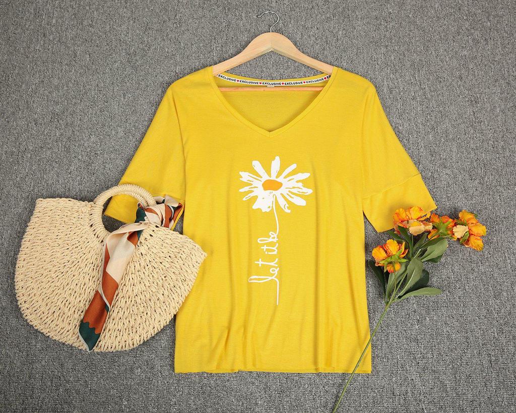Youthful Flower Print Short Sleeve Top