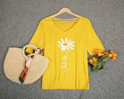 Youthful Flower Print Short Sleeve Top
