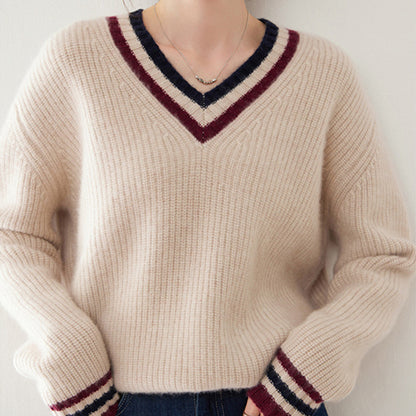 V-Neck Long-Sleeved Cashmere Sweater