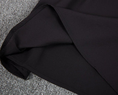 Chic Notched Neckline Short Sleeve Black Top