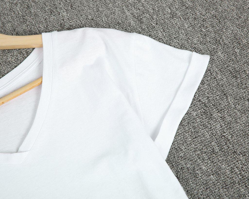 V-Neck Basic Plain Short Sleeve Top