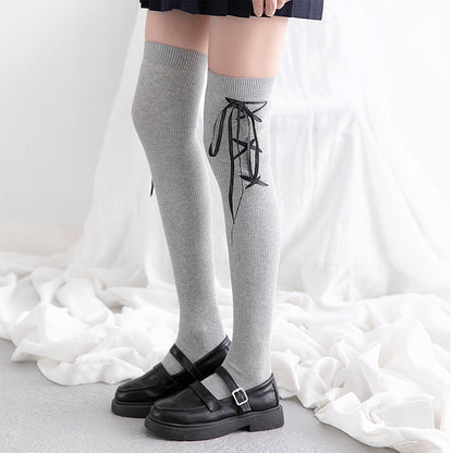 Adult Socks With Bow Tie Side Lace Up Stockings