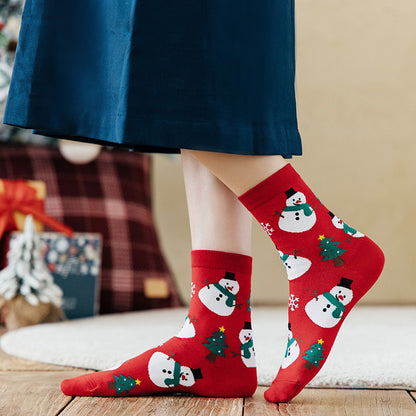 Santa Claus Elk Snowman Middle Socks