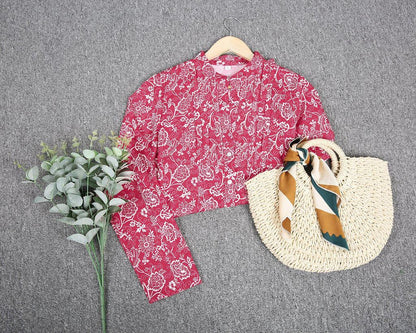 Showy Print Long Sleeve Top