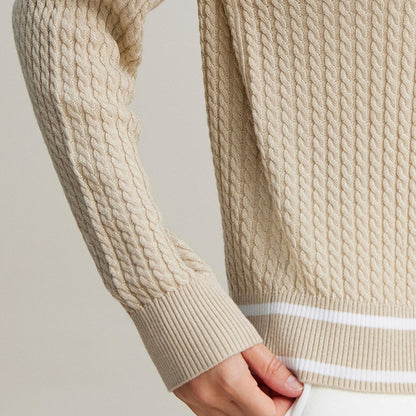 Contrast Color Cardigan Long Sleeve Knit Top