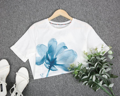 Elegant Print Short Sleeve Top