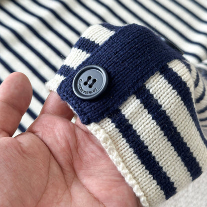 Turtleneck Blue And White Striped Sweater